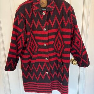 Woolrich Red and Black Geometric Women's Coat